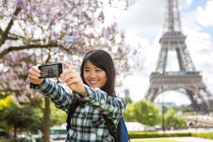Selfie vor dem Eiffelturm in Paris Selfie vor dem Eiffelturm in Paris